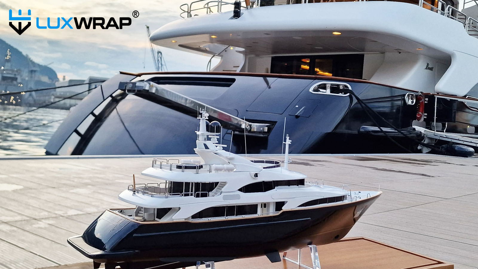 Wrapping superyacht miniature to match full size yacht