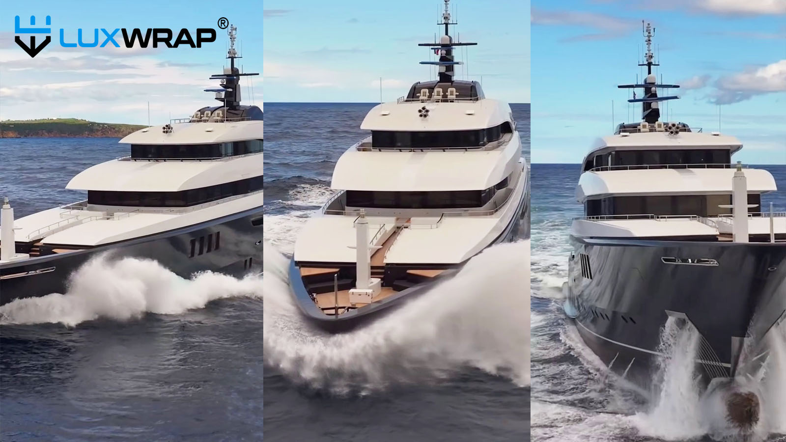Motor yacht wrapped with marine grade vinyl