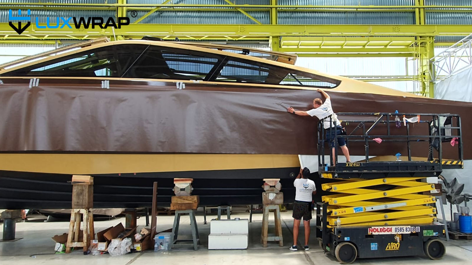 Custom built GTB receiving satin brown/gold wrap.