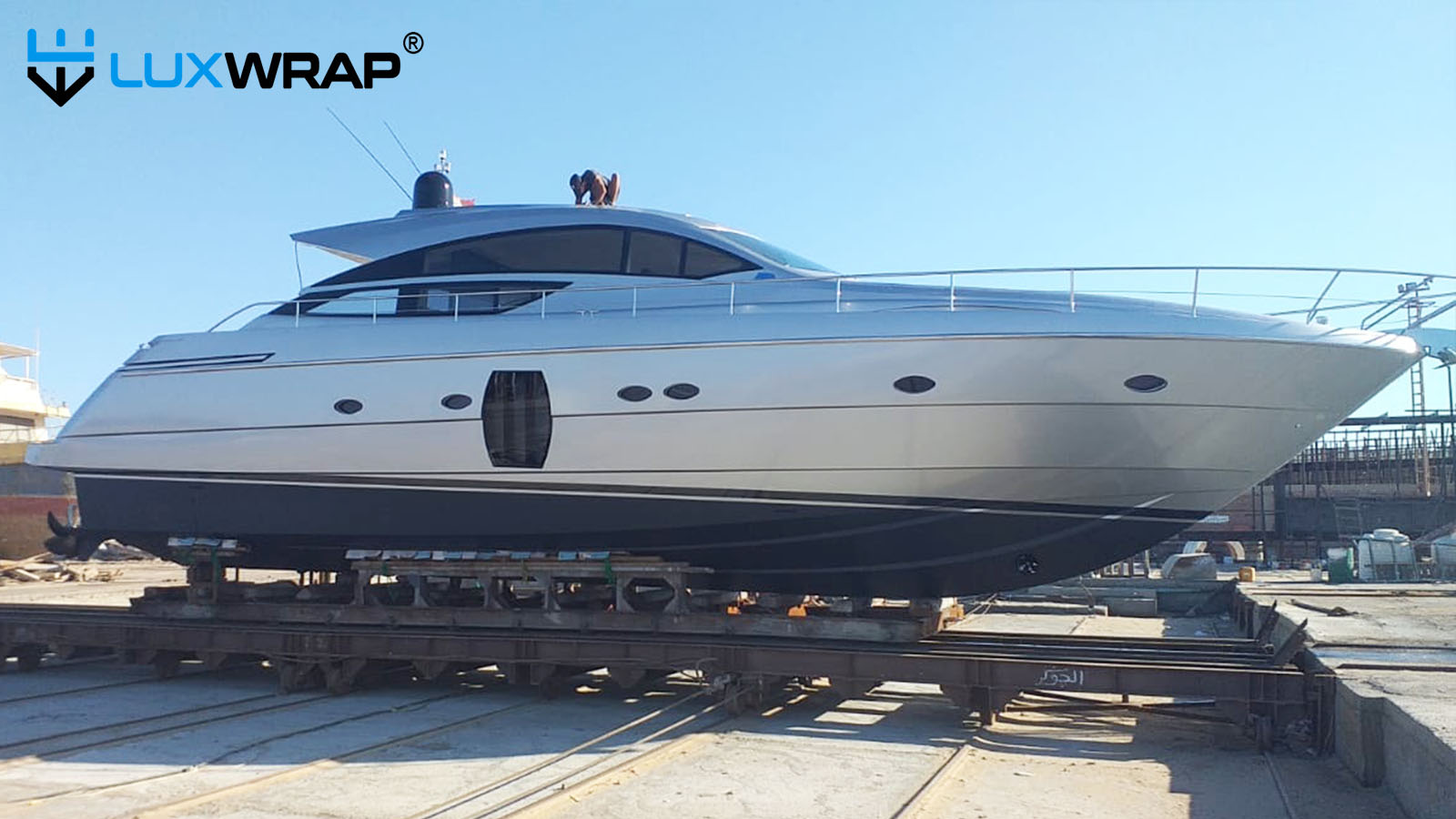 Small yacht wrapped